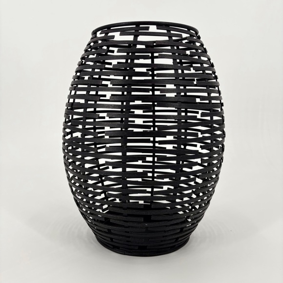 Bronze Metal Wicker Look Barrel Shaped Decor Pieces, Set of Two - Picture 6 of 16